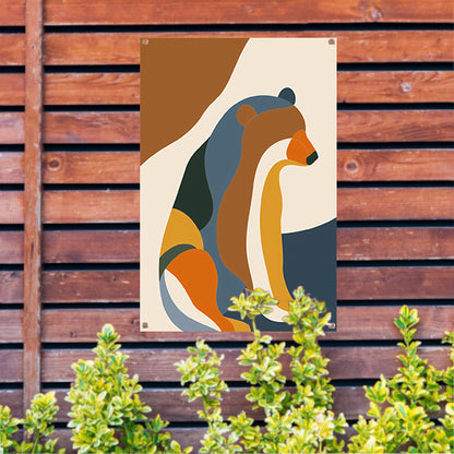 Abstracte Beer in Kleurrijke Geometrie tuinposter