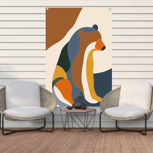 Abstracte Beer in Kleurrijke Geometrie tuinposter