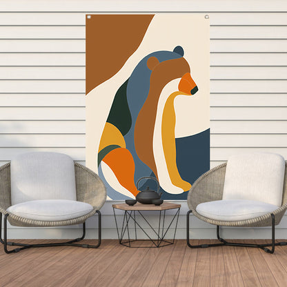 Abstracte Beer in Kleurrijke Geometrie tuinposter