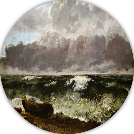 De stormachtige zee - Gustave Courbet aluminium muurcirkel