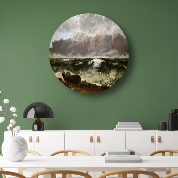 De stormachtige zee - Gustave Courbet aluminium muurcirkel