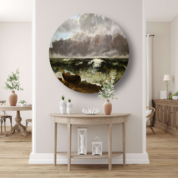 De stormachtige zee - Gustave Courbet aluminium muurcirkel