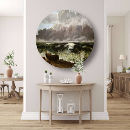 De stormachtige zee - Gustave Courbet aluminium muurcirkel