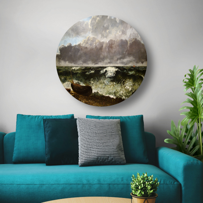 De stormachtige zee - Gustave Courbet aluminium muurcirkel
