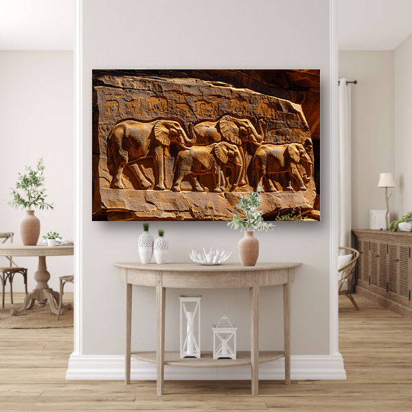 Stenen olifantenreliëf acrylglas