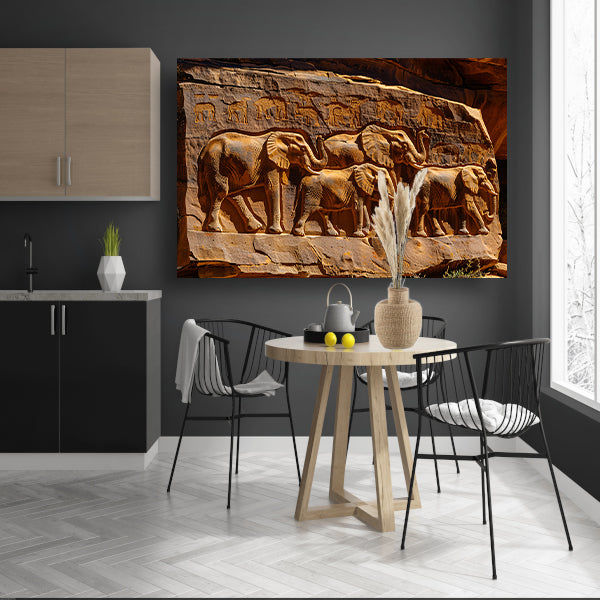 Stenen olifantenreliëf acrylglas
