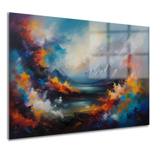 Dynamisch kleurrijk abstract natuurlijk landschap acrylglas