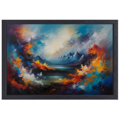 Dynamisch kleurrijk abstract natuurlijk landschap canvas met baklijst