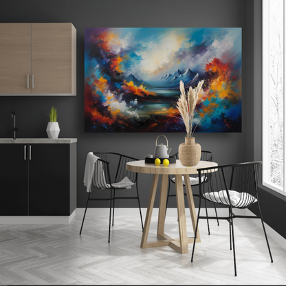 Dynamisch kleurrijk abstract natuurlijk landschap canvas met baklijst