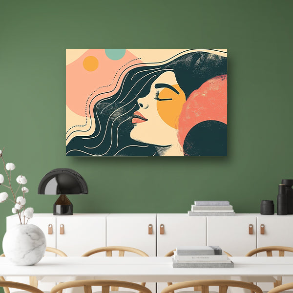 Abstract portret van vrouw met kleuren poster