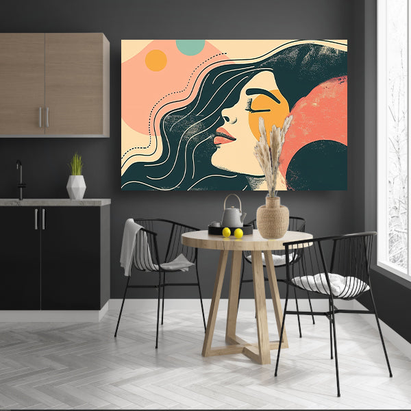 Abstract portret van vrouw met kleuren poster