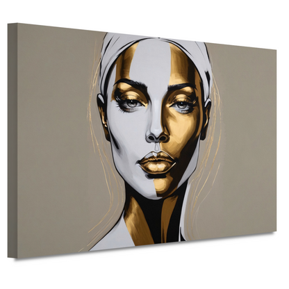 Gouden Accenten op Modern Vrouwelijk Portret canvas