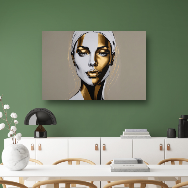 Gouden Accenten op Modern Vrouwelijk Portret canvas