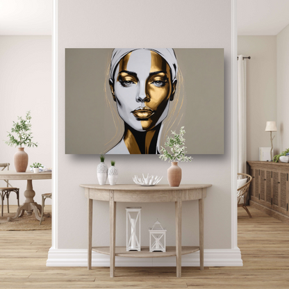 Gouden Accenten op Modern Vrouwelijk Portret canvas