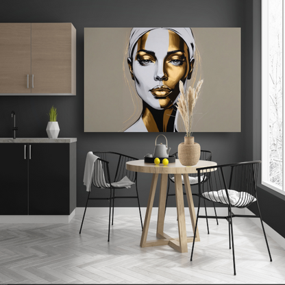 Gouden Accenten op Modern Vrouwelijk Portret canvas