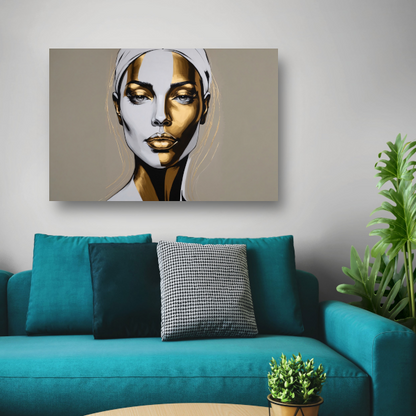 Gouden Accenten op Modern Vrouwelijk Portret canvas