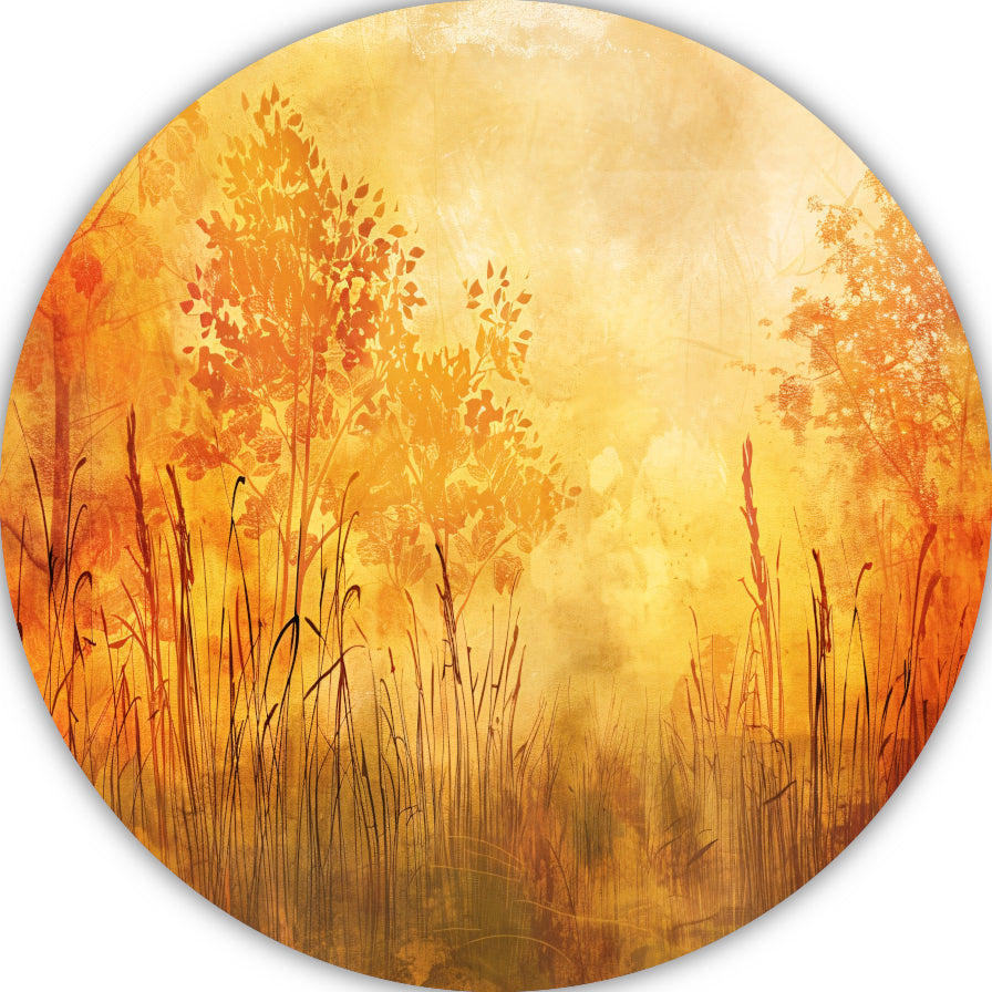 Sepia Herfstsilhouetten in de Natuur forex muurcirkel