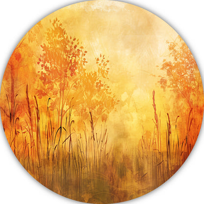 Sepia Herfstsilhouetten in de Natuur forex muurcirkel