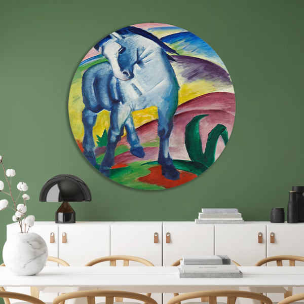 Blaues Pferd I - Franz Marc aluminium muurcirkel