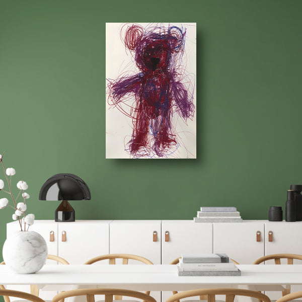 Abstract Kleurrijk  van Knuffelbeer canvas met baklijst