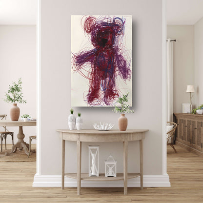 Abstract Kleurrijk  van Knuffelbeer canvas met baklijst