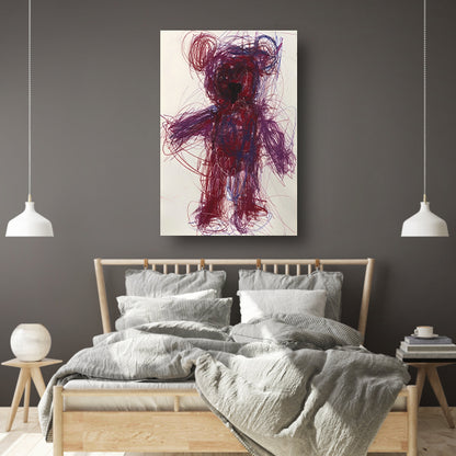 Abstract Kleurrijk  van Knuffelbeer canvas met baklijst