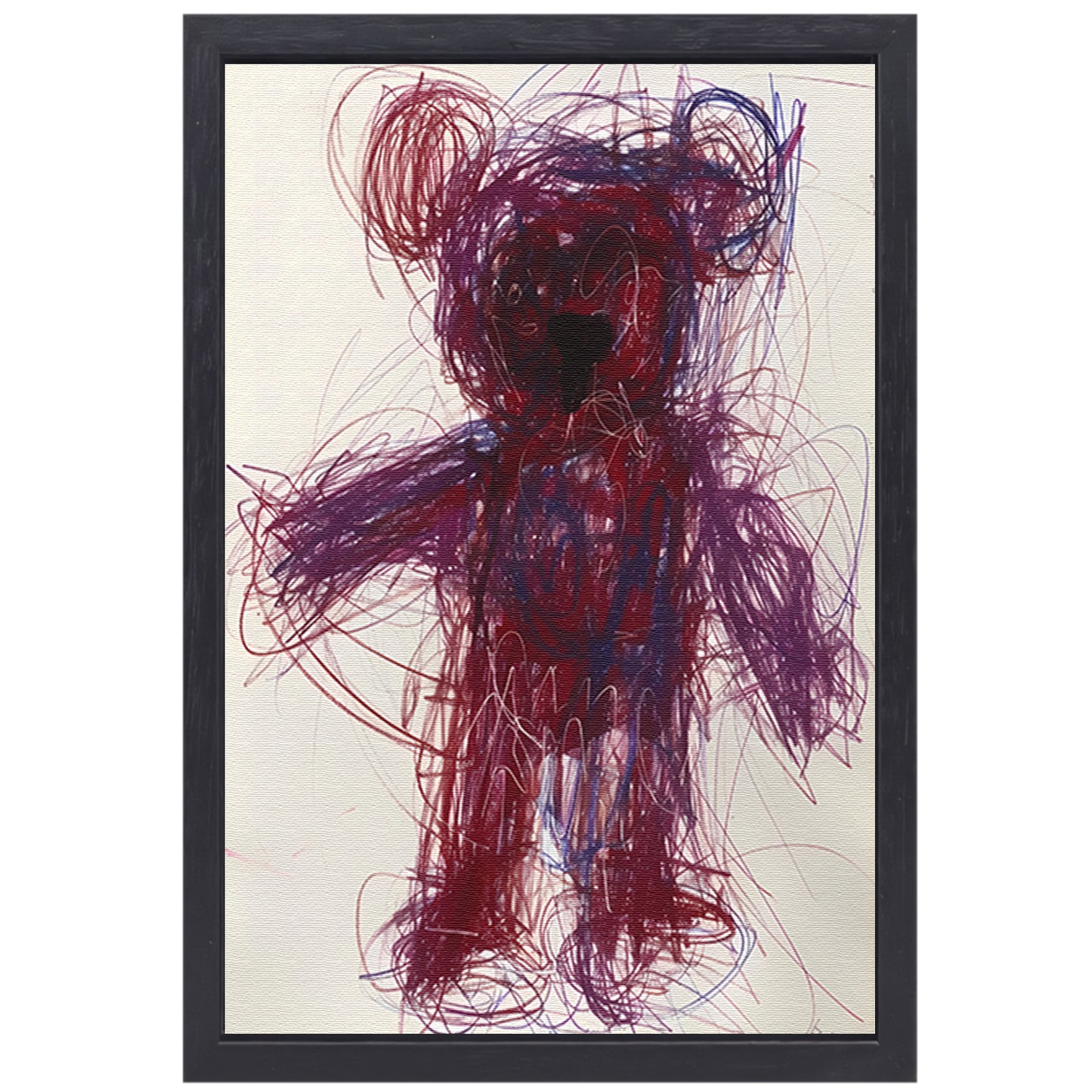 Abstract Kleurrijk  van Knuffelbeer canvas met baklijst