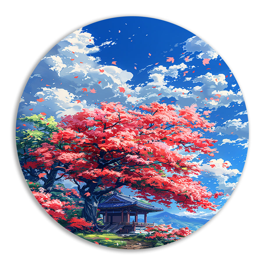 Bloesemparadijs in Japanse tuin aluminium muurcirkel