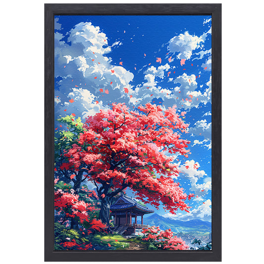 Bloesemparadijs in Japanse tuin canvas met baklijst