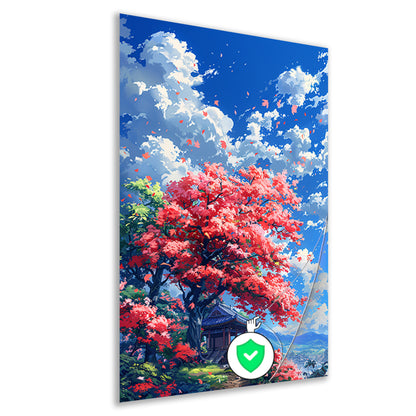 Bloesemparadijs in Japanse tuin poster