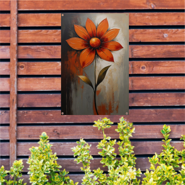 Vibrant Red and Orange Impressionist Flower tuinposter