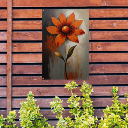 Vibrant Red and Orange Impressionist Flower tuinposter