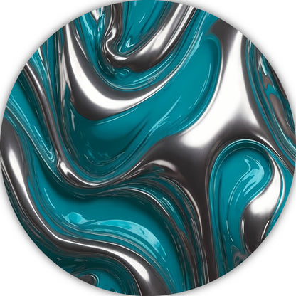 Abstracte dans van zilver en turquoise forex muurcirkel