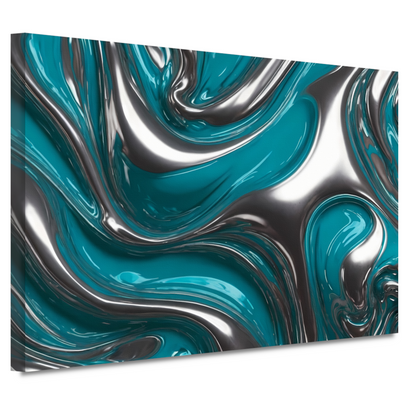 Abstracte dans van zilver en turquoise canvas