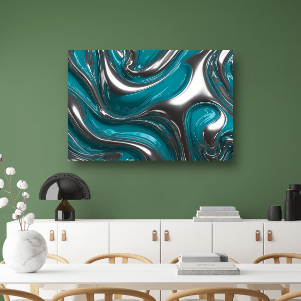 Abstracte dans van zilver en turquoise canvas