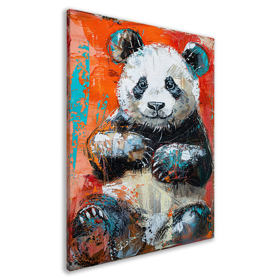 Abstract schilderij van een panda in felle kleuren canvas