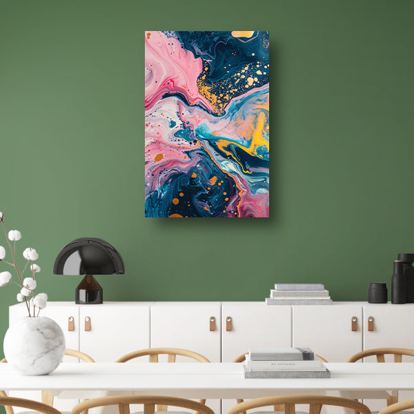 Abstract Explosie van Kleuren op Canvas canvas met baklijst