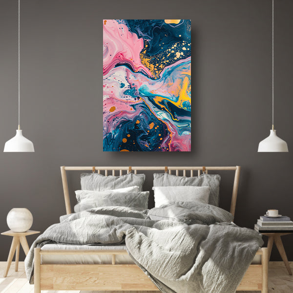 Abstract Explosie van Kleuren op Canvas canvas met baklijst
