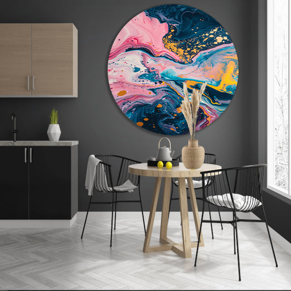 Abstract Explosie van Kleuren aluminium muurcirkel