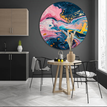 Abstract Explosie van Kleuren aluminium muurcirkel