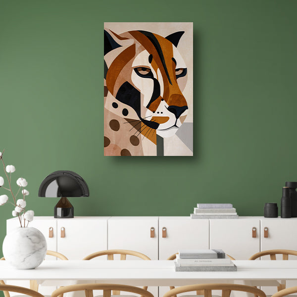 Moderne Art Deco Luipaard in Geometrische Stijl canvas