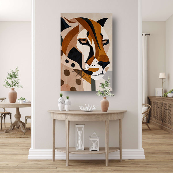 Moderne Art Deco Luipaard in Geometrische Stijl canvas