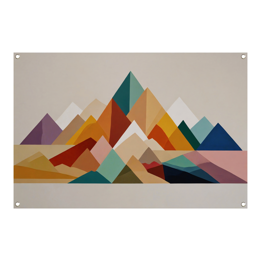 Abstract Geometrisch Kleurenspectrum Bergsilhouetten tuinposter