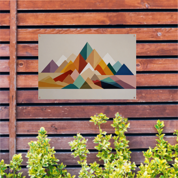 Abstract Geometrisch Kleurenspectrum Bergsilhouetten tuinposter