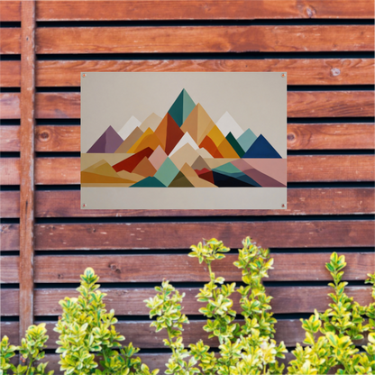 Abstract Geometrisch Kleurenspectrum Bergsilhouetten tuinposter