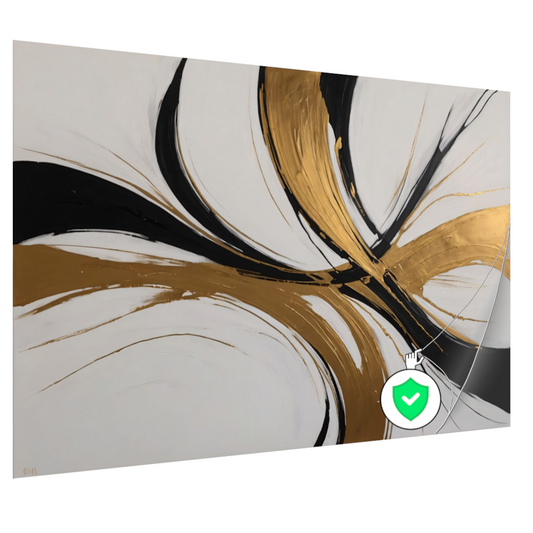 Dynamic Swirls of Elegance in Gold and Black poster