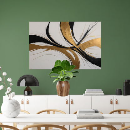 Dynamic Swirls of Elegance in Gold and Black poster
