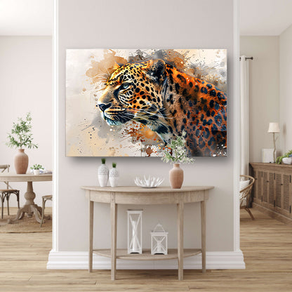 Abstract modern schilderij van een luipaard poster
