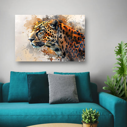 Abstract modern schilderij van een luipaard poster