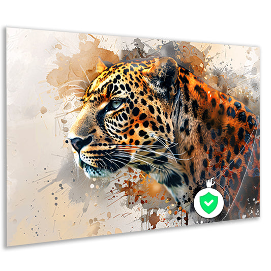 Abstract modern schilderij van een luipaard poster